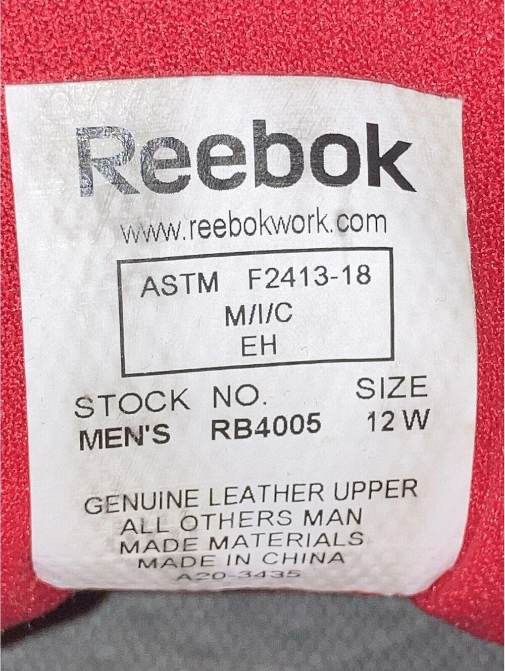 Men’s Size 12 Wide Reebok Sublite Cushion Work Steel Toe Shoes Grey Red RB4005